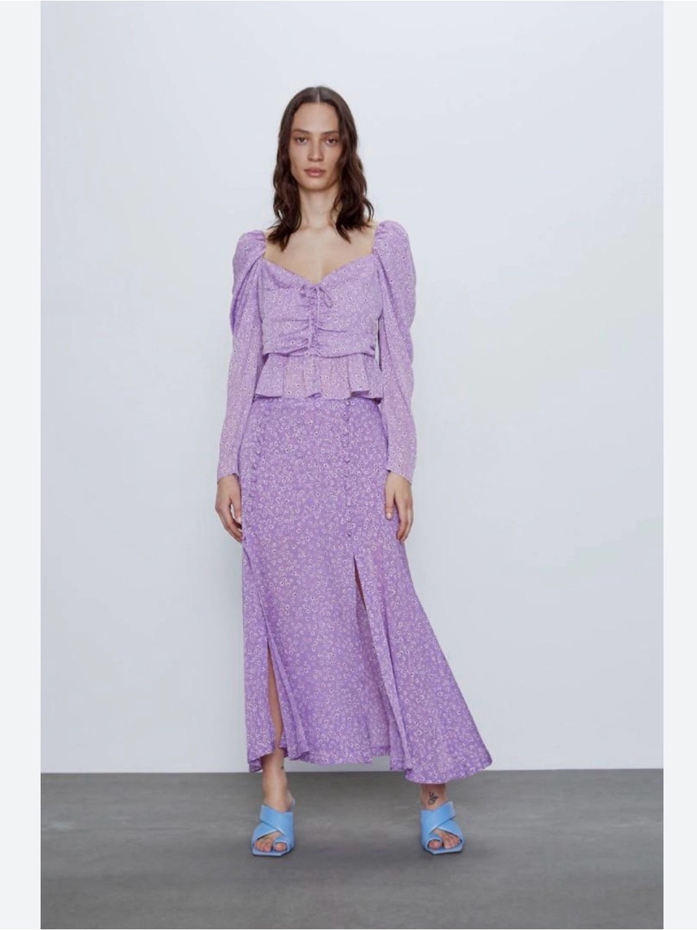 Zara Matching Set Skirt & Too Lavender Floral  - Women
